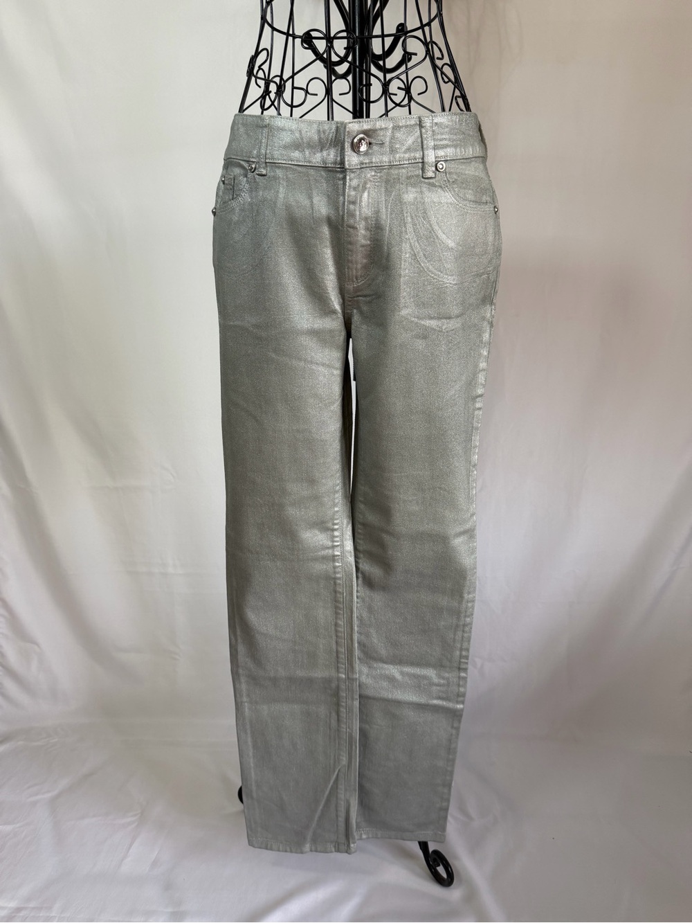 Chico's Silver Straight-Leg Jeans